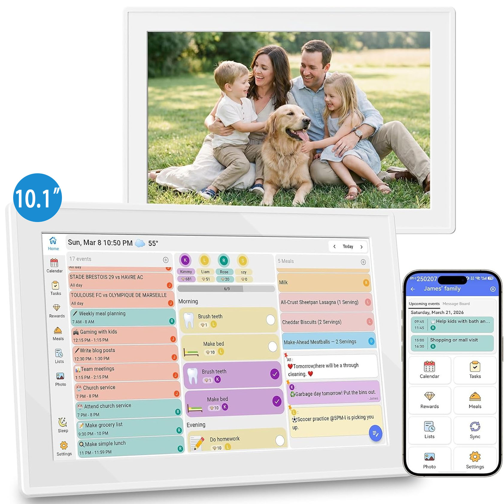 Digital Photo Frame Wifi - 10,1 inch WiFi digitale gezinskalender slim